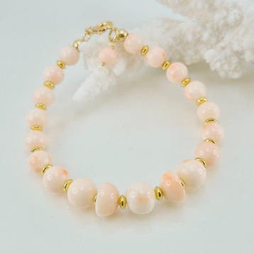 Koraal - Zilver, Verguld - Armband - Roze koraal