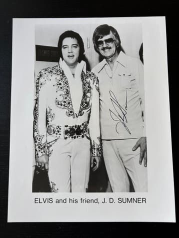 Elvis Presley - Gesigneerde foto JD Sumner, Verzamelen, Ophalen of Verzenden, Zo goed als nieuw, Foto of Kaart, Gesigneerd