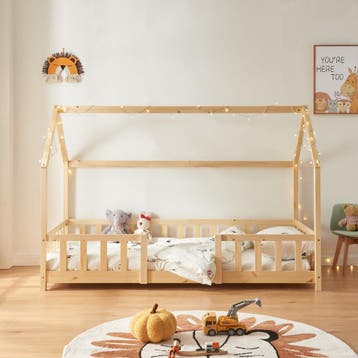 Kinderbed Sisimiut met uitvalbeveiliging en matras 90x200 ho, Verzenden, Nieuw
