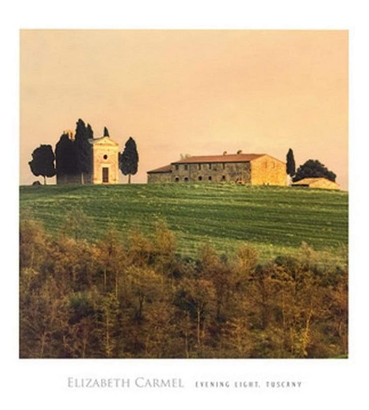 Kunstdruk Elisabeth Carmel - Evening Light, Tuscany 45x50cm, Huis en Inrichting, Woonaccessoires | Schilderijen, Tekeningen en Foto's