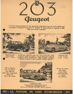 1951 PEUGEOT 203 LEAFLET FRANS, Nieuw, Peugeot, Author