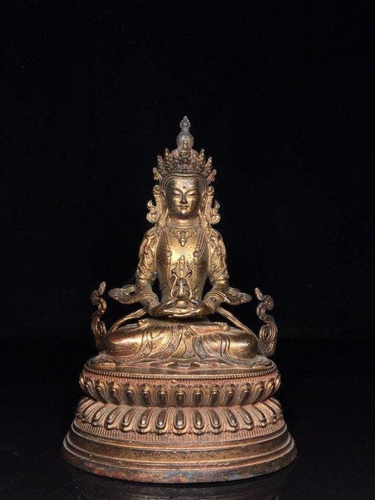 Tibetaanse stijl boeddhistisch bronzen standbeeld van, Antiek en Kunst, Kunst | Niet-Westerse kunst