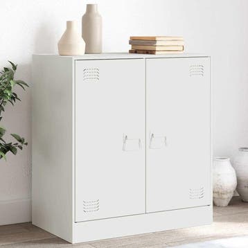 vidaXL Dressoir 67x39x73 cm staal wit, Verzenden, Nieuw, 50 tot 100 cm, Metaal