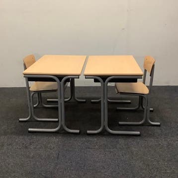 complete schoolset Galvanitas 11 stuks tafels + stoelen, Huis en Inrichting, Stoelen, Gebruikt, Ophalen of Verzenden, Grijs, Vijf, Zes of meer stoelen