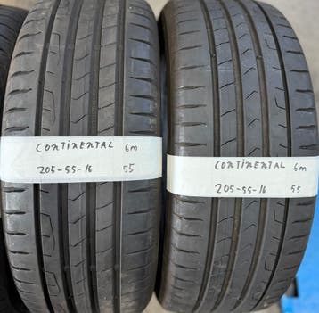 2x 205-55-16 Continental Zomer 2x 6mm €55 Per Band 205 55 16, Ophalen, Gebruikt, 16 inch, 205 mm