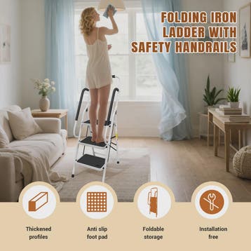 Opvouwbare ijzeren trap met handgrepen en antislip treden -, Verzenden, Nieuw
