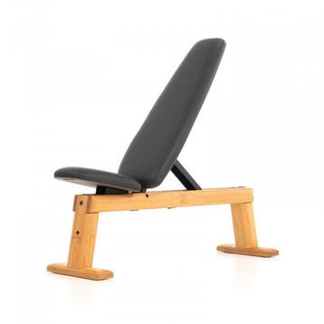NOHRD WeightBench Halterbank Notenhout, kunstleer zwart, Verzenden, Nieuw