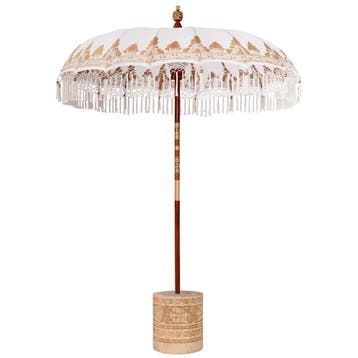 vidaXL Balinese parasol met basis Crèmekleurig Ø 180-190 cm, Verzenden, Nieuw