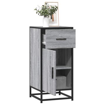 vidaXL Dressoir 35,5x35x76 cm bewerkt hout en metaal grijs, Verzenden, Nieuw, Overige houtsoorten, Minder dan 50 cm