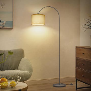 Stijlvolle Boog Vloerlamp 170cm met Linnen Kap & Inclusief 1, Huis en Inrichting, Verzenden, Nieuw