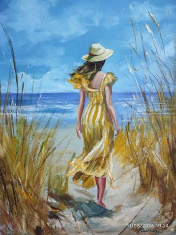 Franco Bencivenga (1953) - Donna al mare, Antiek en Kunst