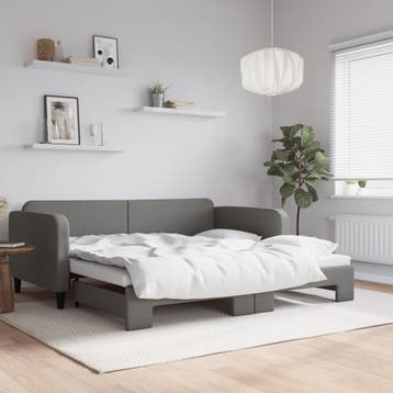 vidaXL Slaapbank met onderschuifbed 90x190 cm stof, 90 cm, Eenpersoons, Verzenden, Nieuw