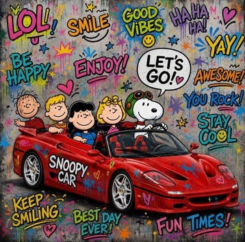 ERIC BRUMETTE - LETS GO SNOOPY - Toile L - LIMITED EDITION