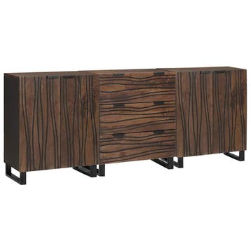vidaXL Dressoir set 3 st Bruin 180 x 33 x 75 cm Massief, Huis en Inrichting, Badkamer | Badkamermeubels, Verzenden, Nieuw, Overige typen