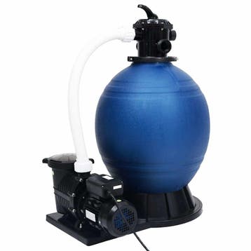 vidaXL Zandfilter met 7 instellingen en 1000 W pomp blauw en, Tuin en Terras, Verzenden, Nieuw