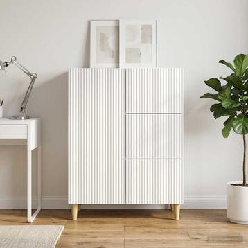 vidaXL Dressoir met lade Hoogglans Wit 66 x 34,5 x 90 cm, Huis en Inrichting, Kasten | Dressoirs, Verzenden, Nieuw, Overige houtsoorten