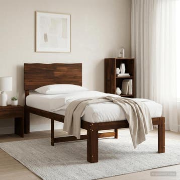 vidaXL Eenpersoonsbed met hoofdbord ROSTOCK Donkerbruin 100, Eenpersoons, Bruin, Verzenden, Nieuw