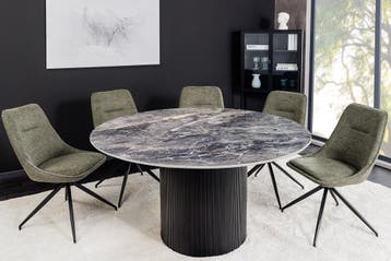 Ronde eettafel UNIQUE 120cm zwart keramiek met onderstel -, Ophalen of Verzenden, Nieuw