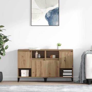 vidaXL Dressoirs 2 st Artisan Eiken 60 x 35 x 70 cm Bewerkt, Huis en Inrichting, Kasten | Dressoirs, Verzenden, Nieuw, 50 tot 100 cm
