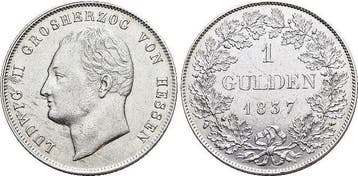 1 Gulden 1837 Hessen-darmstadt Ludwig Ii 1830-1848, Verzenden