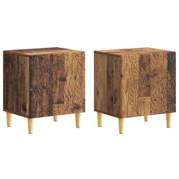 vidaXL Nachtkastje 2 pcs Oud hout 43 x 34,5 x 50 cm Bewerkt, Minder dan 45 cm, Verzenden, Nieuw, Minder dan 55 cm
