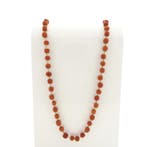 Bloedkoraal kralenketting met gouden slot, Sieraden, Tassen en Uiterlijk, Kettingen, Gebruikt, Overige kleuren, Ophalen of Verzenden