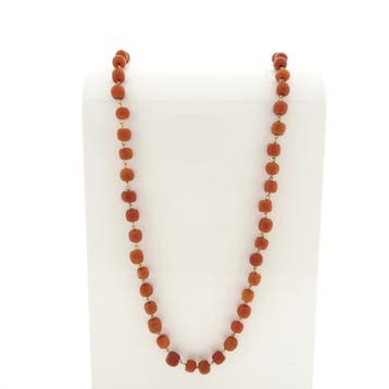 Bloedkoraal kralenketting met gouden slot, Sieraden, Tassen en Uiterlijk, Kettingen, Gebruikt, Ophalen of Verzenden, Met edelsteen