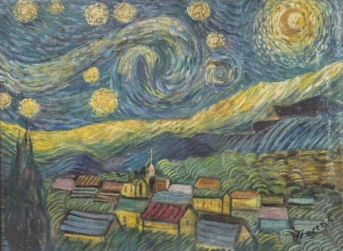 Vincent Van Gogh (1853-1890), after - Paesaggio, Antiek en Kunst, Kunst | Schilderijen | Klassiek