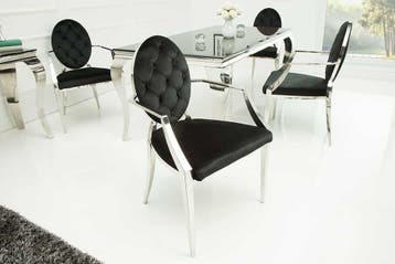 Elegante stoel MODERN BAROK zwart fluweel met armleuningen, Huis en Inrichting, Stoelen, Ophalen of Verzenden, Nieuw