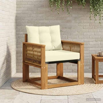 vidaXL Buiten Midden Sofa Massief Acaciahout en Textilene, Tuin en Terras, Verzenden, Nieuw