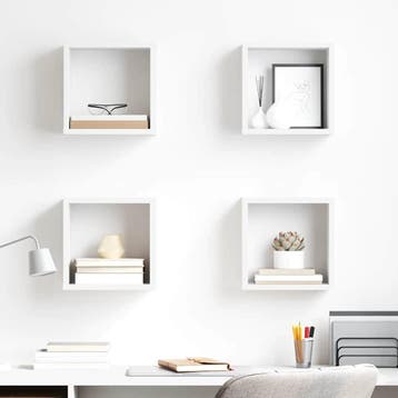 vidaXL Wandschappen kubus 4 st 26x15x26 cm wit, Verzenden, Nieuw
