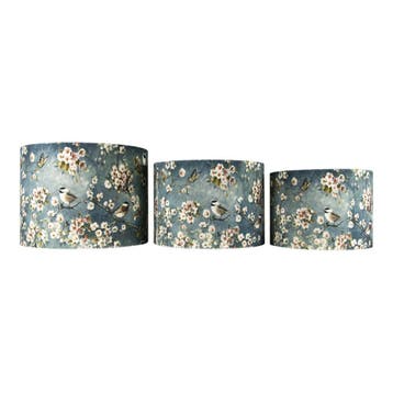 lampenkap set 3st. cilinder vogels grijs (25 30 35cm), Verzenden, Nieuw