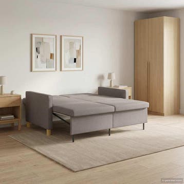 vidaXL Uittrekbare Slaapbank Taupe Stof, Huis en Inrichting, Banken | Bankstellen, Verzenden, Nieuw, Stof, Minder dan 150 cm