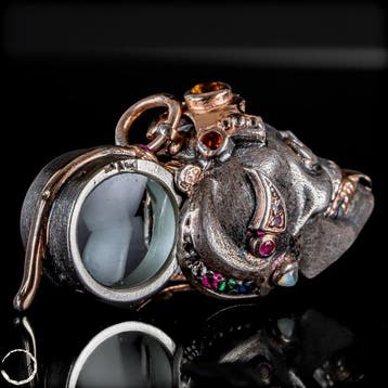 Exclusieve edelsteenloupe van puur zilver – brillanten,, Verzamelen