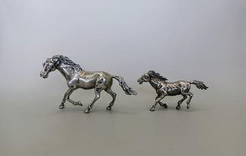 Mario Cerreti - Mare and Colt - Figuur (2) - .800 zilver