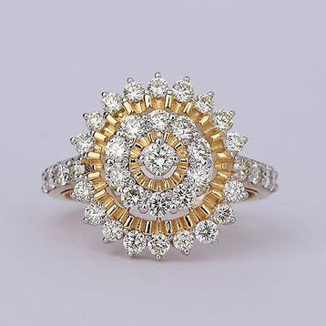 Ring - 14 karaat Geel goud - 1.38ct. tw. Diamant, Nieuw