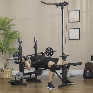 HOMCOM Multifunctioneel Bodybuilding Bankje met Katrolsystee, Verzenden, Nieuw