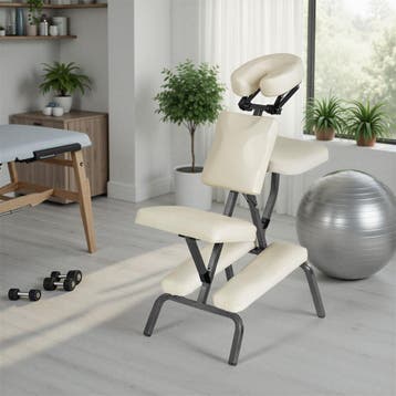 Massagestoel van imitatieleer - beige, Sport en Fitness, Verzenden, Nieuw