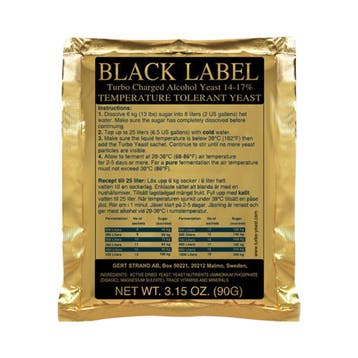 Black label - Vodka Turbo gist / yeast 14-17% - 90 g, Ophalen of Verzenden, Nieuw, Overige typen