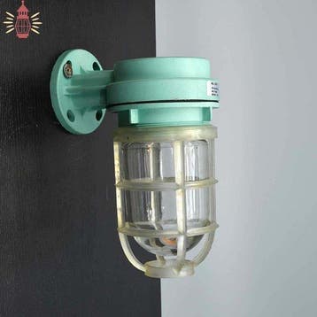 Wandlamp - Metaal, Glas, Plastic - Industrieel kooi-lamp