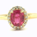 Ring - 14 karaat Geel goud - 0.86ct. tw. Robijn - Diamant, Nieuw