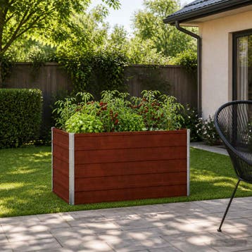 vidaXL Verhoogd Tuinbed Roestig 100 x 80 x 55 cm corton, Verzenden, Nieuw, Metaal, 60 tot 100 cm