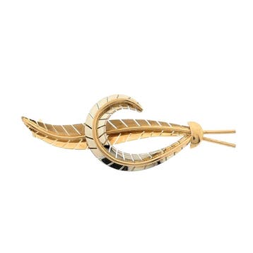 Gouden veer broche, Ophalen of Verzenden, Gebruikt, Goud, Goud
