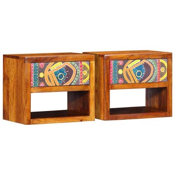 vidaXL Nachtkastje 2 st Bruin 40 x 35 x 35 cm Massief, Minder dan 45 cm, Verzenden, Nieuw, Minder dan 55 cm
