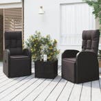 vidaXL 3-delige Loungeset poly rattan en staal zwart, Verzenden, Nieuw, Rotan, Loungeset