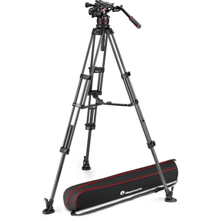 Manfrotto Nitrotech 612 & CF Twin MS, Audio, Tv en Foto, Fotografie | Statieven en Balhoofden, Driepoot, Nieuw, 150 tot 175 cm