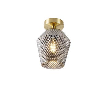 Smart plafondlamp messing met smoke glas incl. Wifi A60 -, Verzenden, Nieuw, Glas