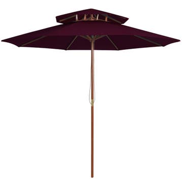 vidaXL Parasol dubbeldekker met houten paal 270 cm, Verzenden, Nieuw, Minder dan 1 meter