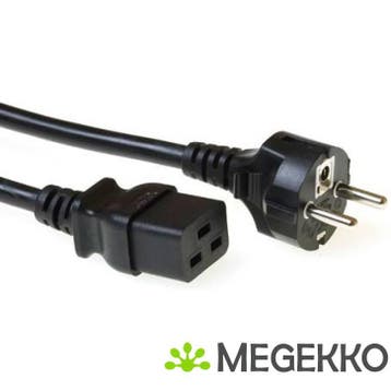 ACT Netsnoer CEE 7/7 male (recht) - C19 zwart 3 m, Verzenden, Nieuw