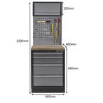 Werkplaatskast met vier laden, hardhouten werkblad +, Ophalen of Verzenden, Nieuw